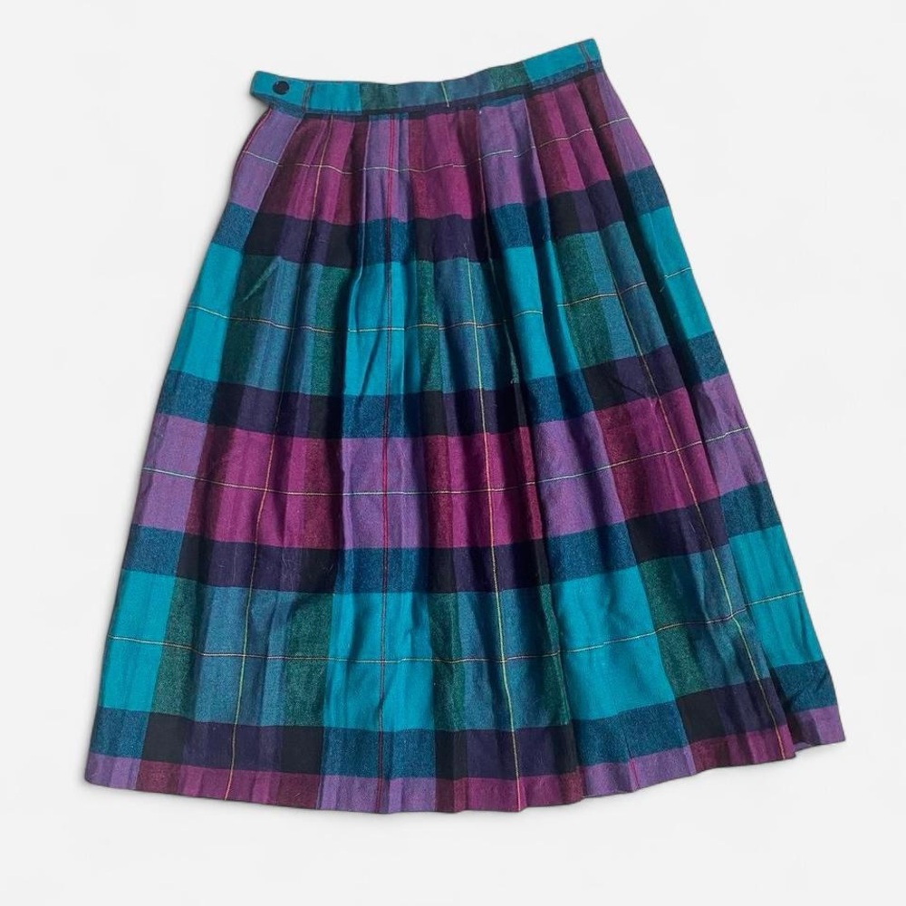 vintage 80s pleated wool midi skirt